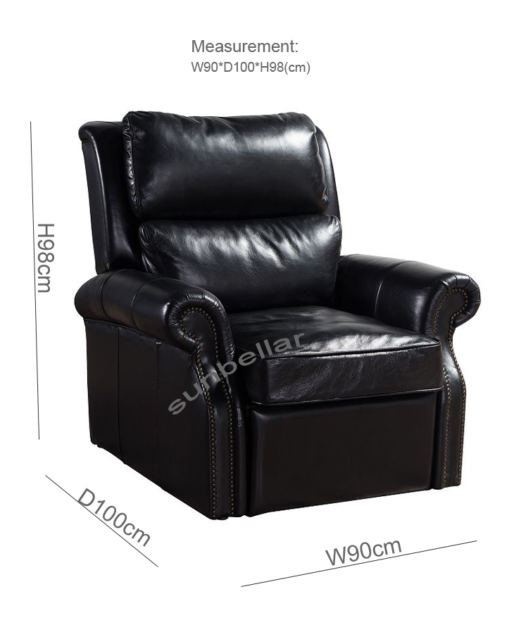 Hot sale luxury sofa chair home leather recliner chair vintage top grain leather armchair living room bedroom reclining chairs