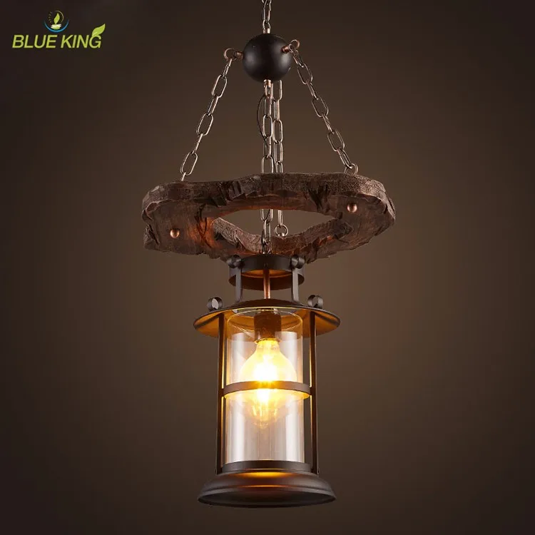 single head loft euprope italian glass wooden chandelier and pendant lights industrial
