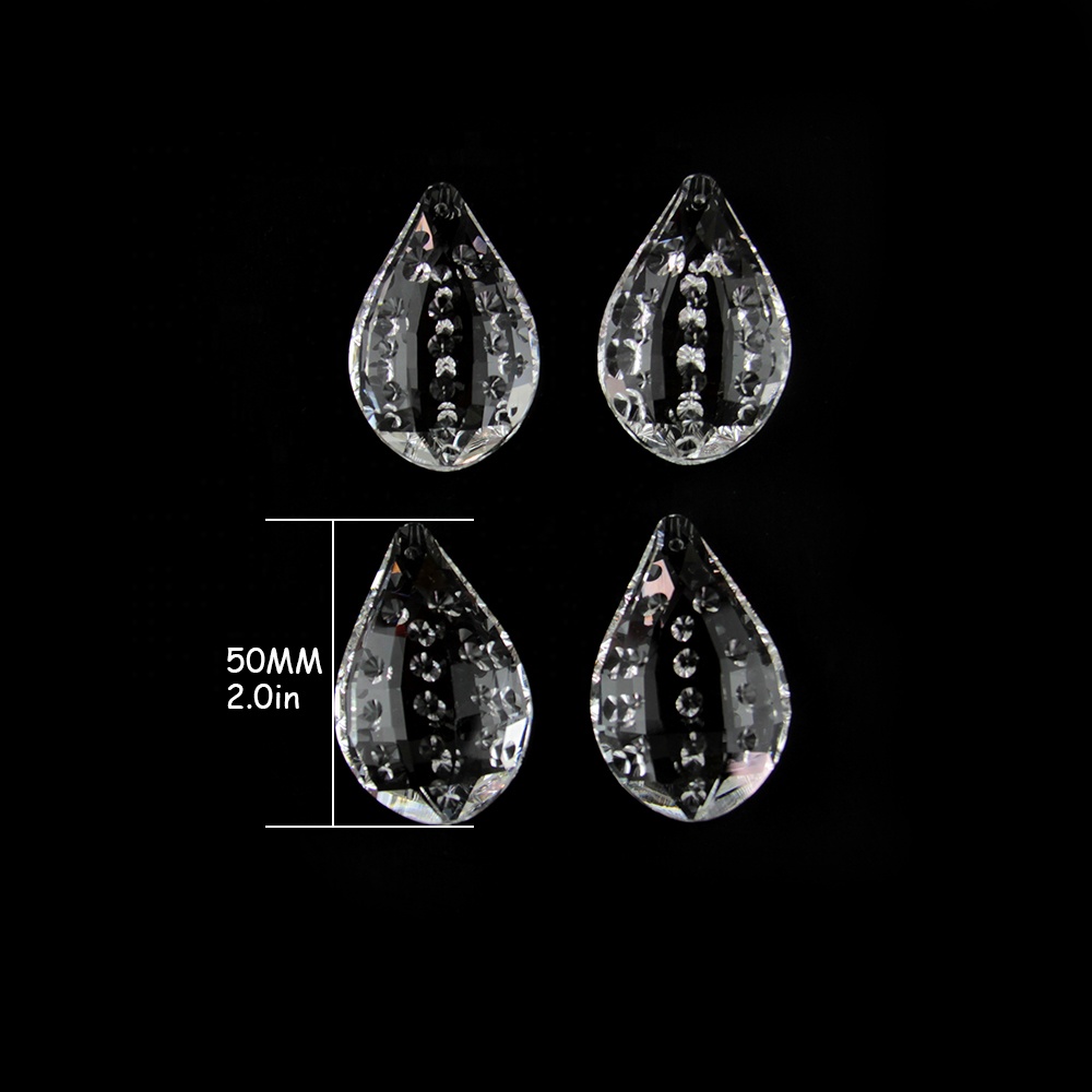 10 Large Clear Crystal Chandelier Icicle U-Drop Prisms Lamp Parts Brass Connectors (722301876657)