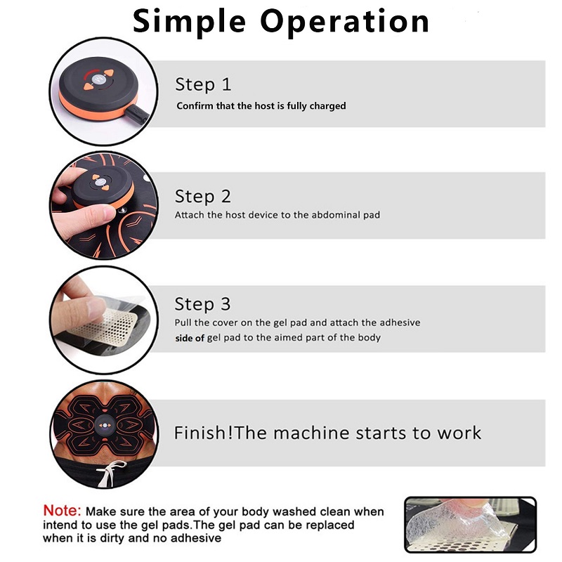 EMS ABS Stimulator Abs Trainer Muscle Toner Abdominal Toning Belt Workouts Portable AB Training Home Office Fitness Equipment