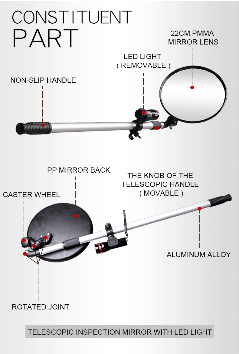 Checking Mirror Portable Telescopic Inspection Mirror Under Vehicle Search Mirror