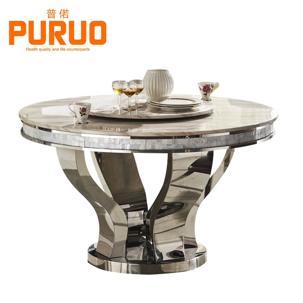 Luxury Quality Stainless Steel Legs Round Dining Table With Luxury Quality Stainless Steel Legs