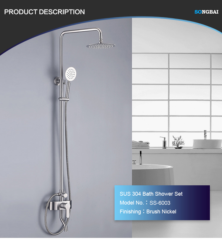 stainless steel bath mixer shower set combination tap 304