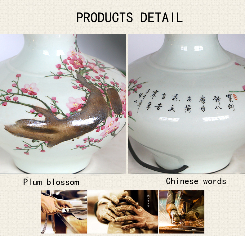 Jingdezhen ceramic table lamp for living room and bedroom bediside porcelain lighting for home decoration and hotel