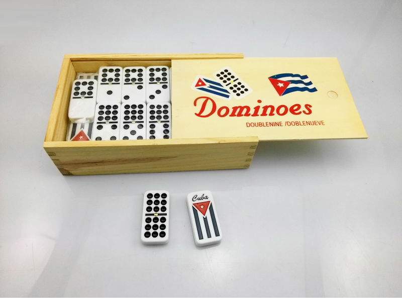 Double 9 dominos AVEC SPINNERS dans boîte en bois