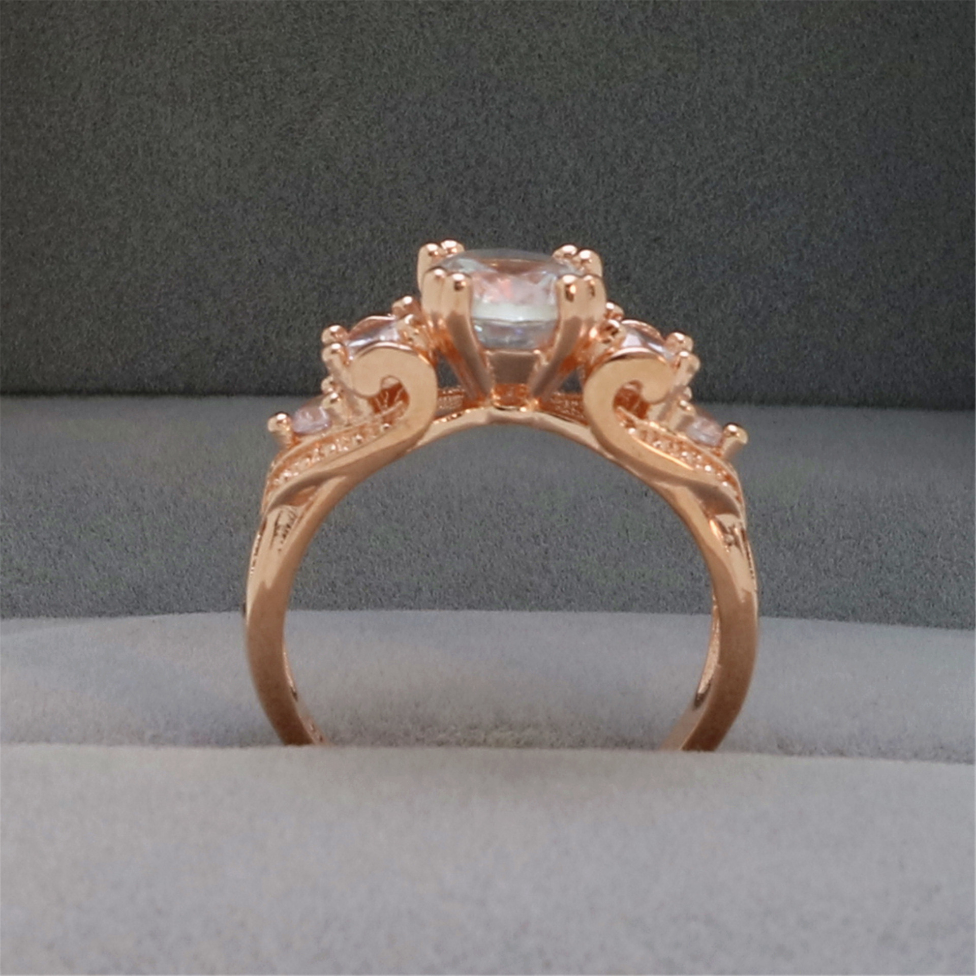 Engajamento jóia de ouro rosa mulher dedo diamante novo design anel de casamento por atacado