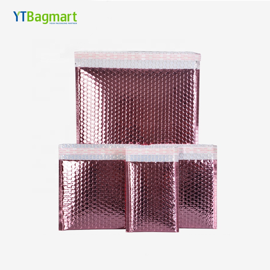 Противоударный металлический фольги поли почтовый пузырь конверт сумки пользовательские розовое золото воздушный пузырь Mailer мешок