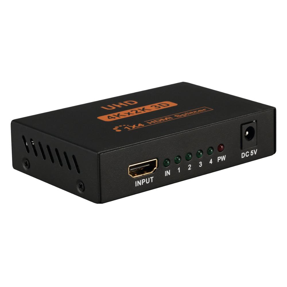 UHD 4K*2K 3D HDMI Splitter 1 In 4 Out Durable Hard me<i></i>tal HDMI 1.4b HDMI Splitter For HDTV PS Xbox360 EU US UK Plug