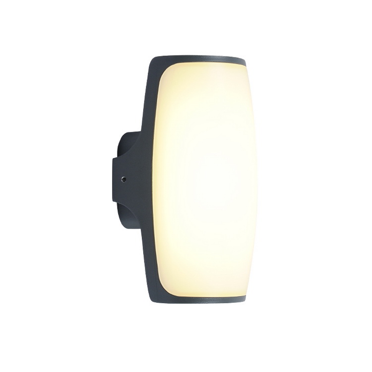 LED Oval Die Cast Bulkhead Black 8 Watt 6000K Wall Light IP44 Lighting Opal PC