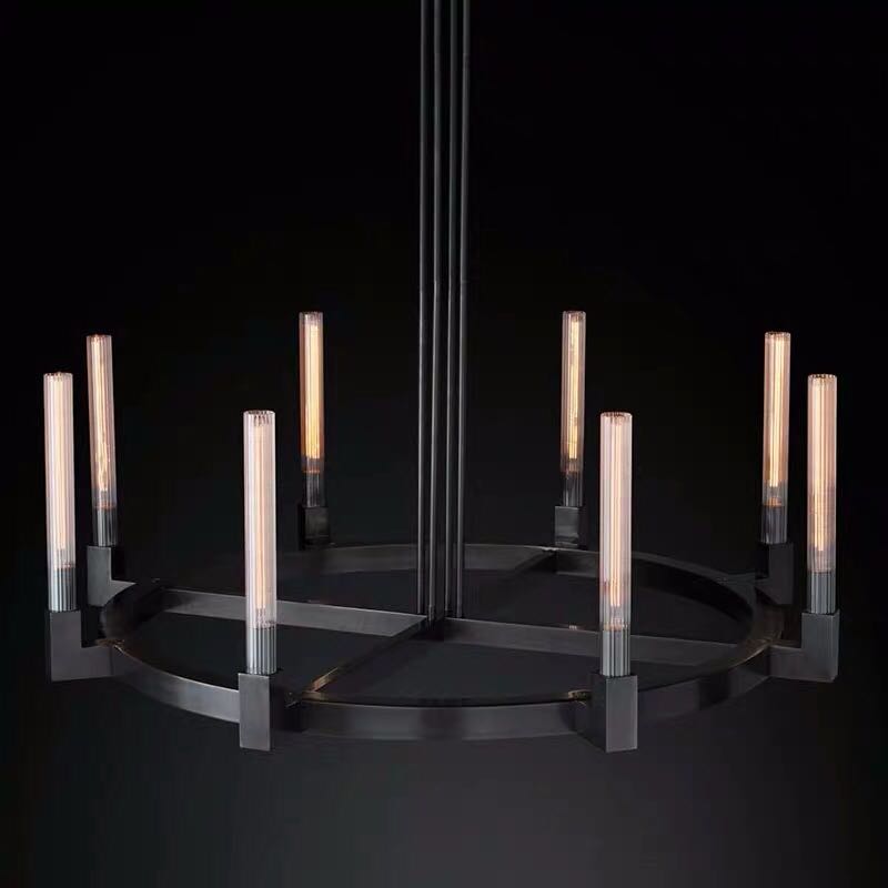 American style brass round chandelier 24''wide customize designer lighting for project