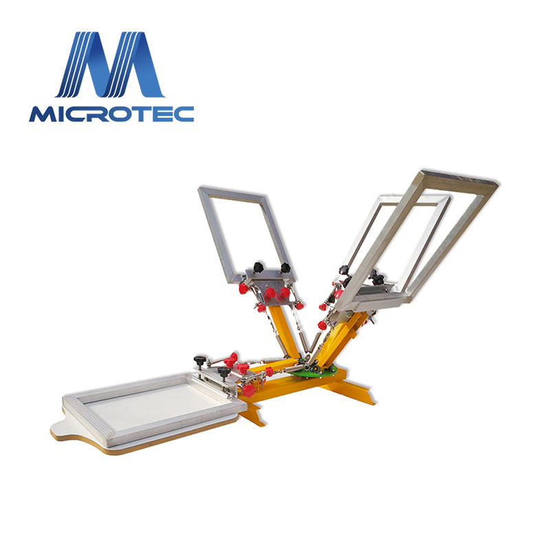 4色4ステーションシルクスクリーン印刷マニュアルテキスタイル