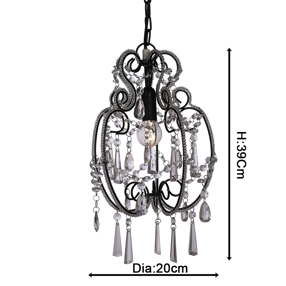 Crystal Chandelier Pendant Hanging Lamp Ceiling Lighting Chandelier Elegant Mini 1 Light European Energy Saving Chrome 0.8 Kg