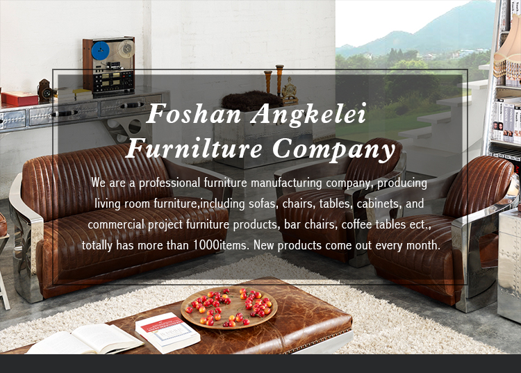 luxury leather sofa set vintage top grain leather stainless steel armchair antique club sofa hotel living room UK aviation sofa