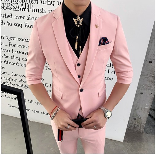 Wedding Suit Baby Pink Pant Coat Wedding Suits Light Pink Color