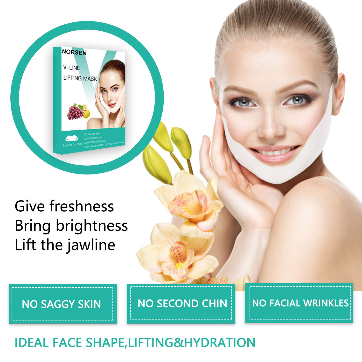 Hot Selling Recommend Firming Moisturizing V Shape Line Lifting Face Mask