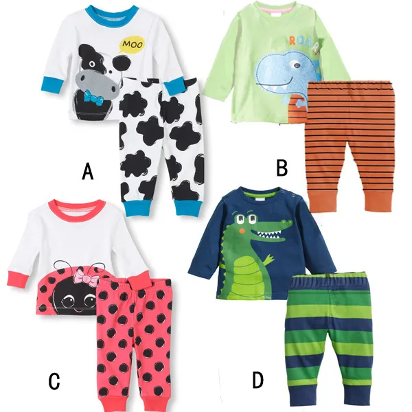 Модная детская пижама из 2018 хлопка с длинным рукавом и мультяшным рисунком на возраст 2-6 лет