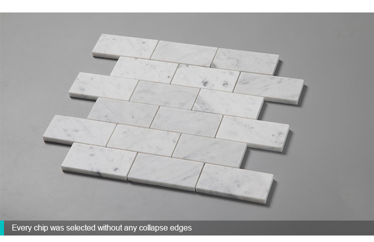 Polished White Marble Tile Carrara Brick Mosaic for Wall and Floor