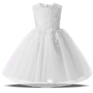 HYC47 New White Lace Flower Girls Dresses Ball Gown Floor Length Girls First Communion Dress Princess Dress