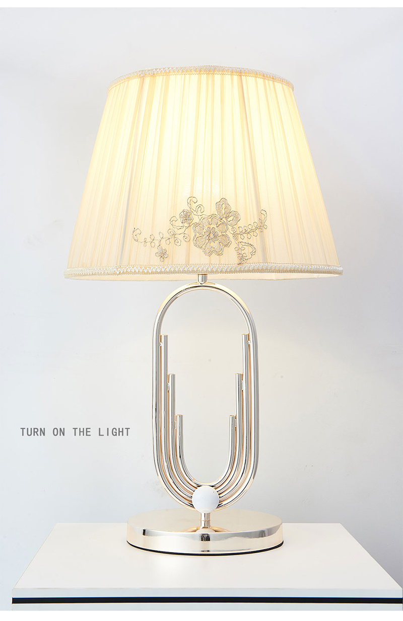 Hotel decoration engineering lamp LED table lamp Modern bedroom bedside metal+cloth lampshade table lamp