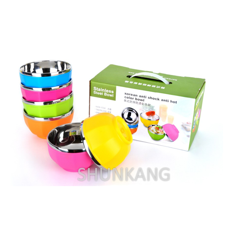 Colorful Stainless Steel Metal Soup Bowl Dinner Food Basin Mixing Bowl For Children