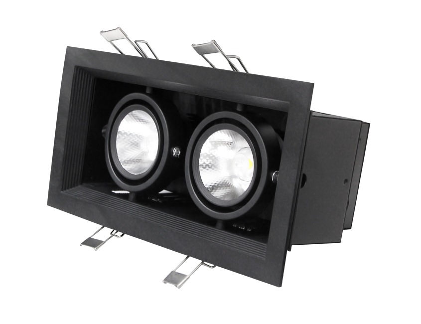 2-Heads Downlight LED Embedded Ultra-Thin Waterproof Aluminum Integrated Spotlights Rectangular Recessed Ceiling Light Grille