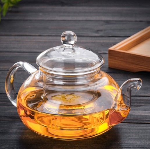 Custom design logo heat resistant glass teapot Borosilicate glass teapot