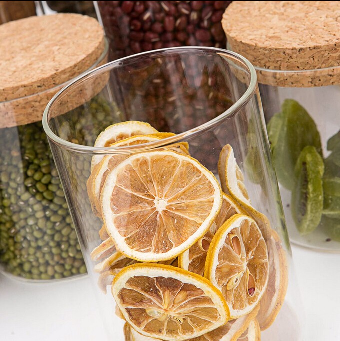 lightweight borosilicate glass jar  heat resistant glass jar with cork lid