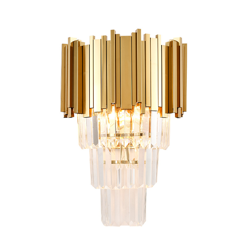 Hot selling double layer crystal hotel wall lamp