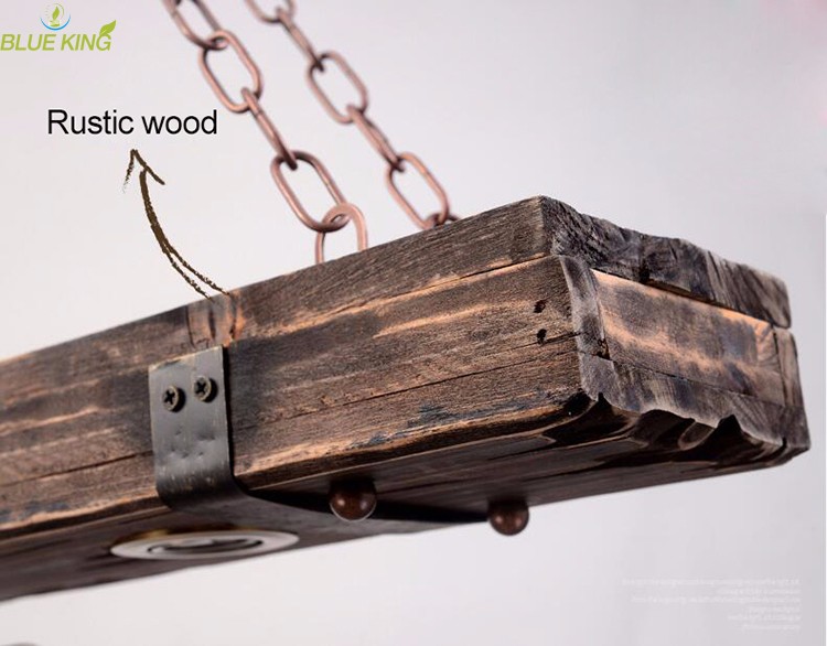 industrial Indoor retro Metal loft Vintage wood Hanging light loft rustic wood boat rectangular chandelier