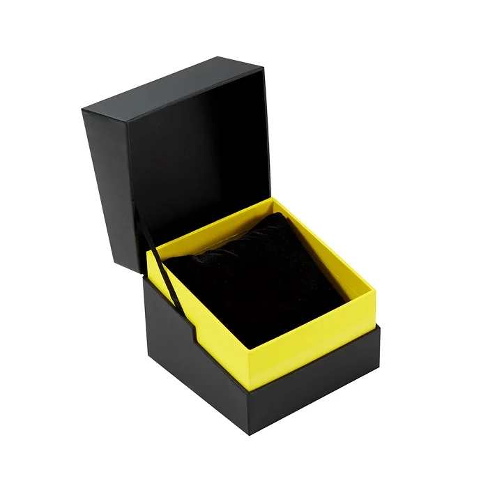 Rigid Cardboard Custom Logo Luxury Pillow Black Single Magnet Gift Packaging Watch Storage Box