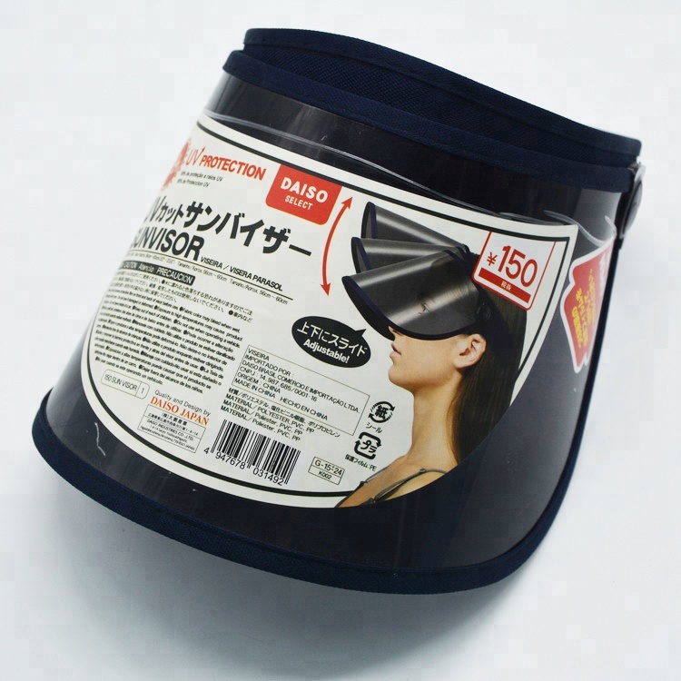 Прямая продажа с фабрики оптом пластиковый ПВХ УФ солнцезащитный козырек шляпа с логотипом клиента