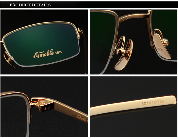Fashion 18K Gold Half Glasses Men's Business Casual Eyewear Frames EH008