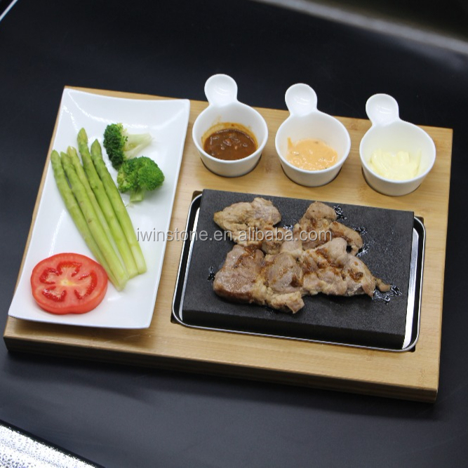 HOT STONE DA TAVOLO CUCINA BISTECCA sulla pietra Black Rock Grill Set Lava Rock