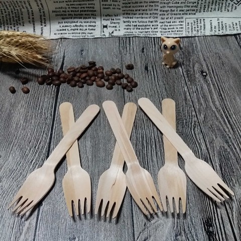 环保婚礼派对木制器皿一次性鸡尾酒叉木制餐具