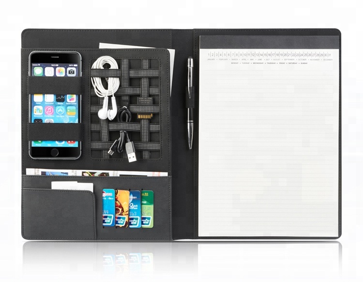 Изысканные офисные деловые файлы для конференций черный Органайзер-папка из искусственной кожи A4