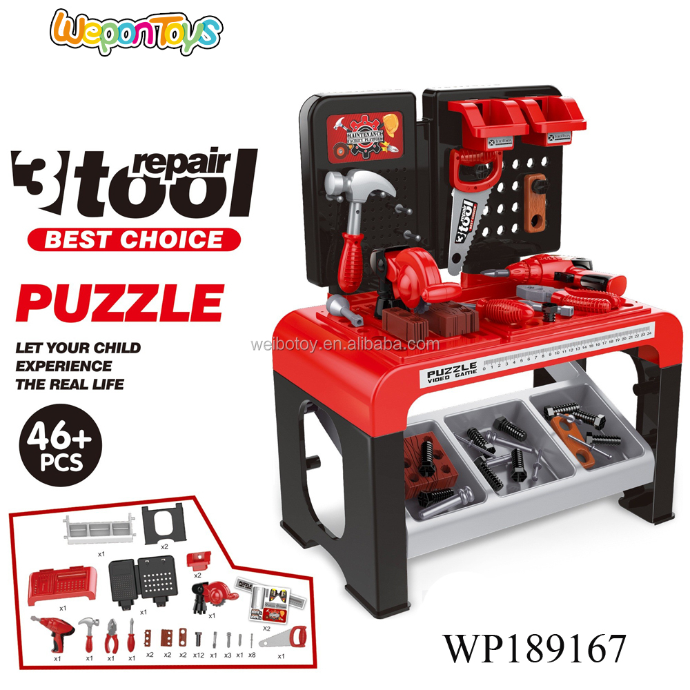 46 шт., профессиональный набор инструментов ремонт коробки пластиковый набор инструментов для детей