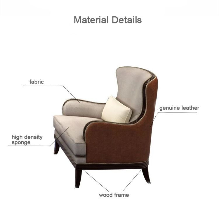 Retro American furniture high back sofa chair single living room fabric wood tiffany chair  luxury hotel room chair