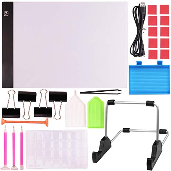 Осветительная доска A4 со светодиодной подсветкой, доска для планшета с 20 шт., алмазная живопись, Набор для вышивки крестиком, для творчества