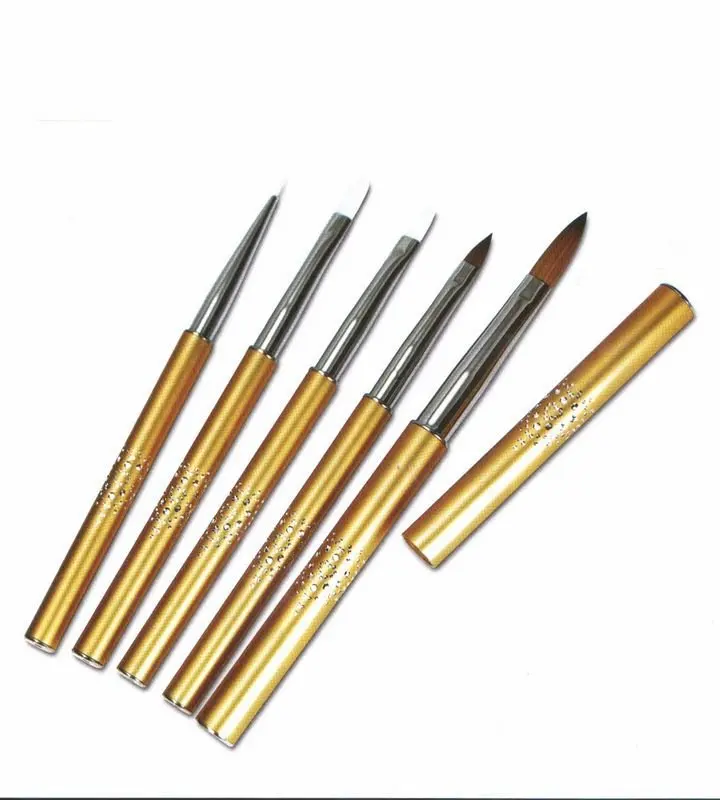 5 Pieces Golden Kolinsky Sable Nail Scrub Brush Beauty Tools