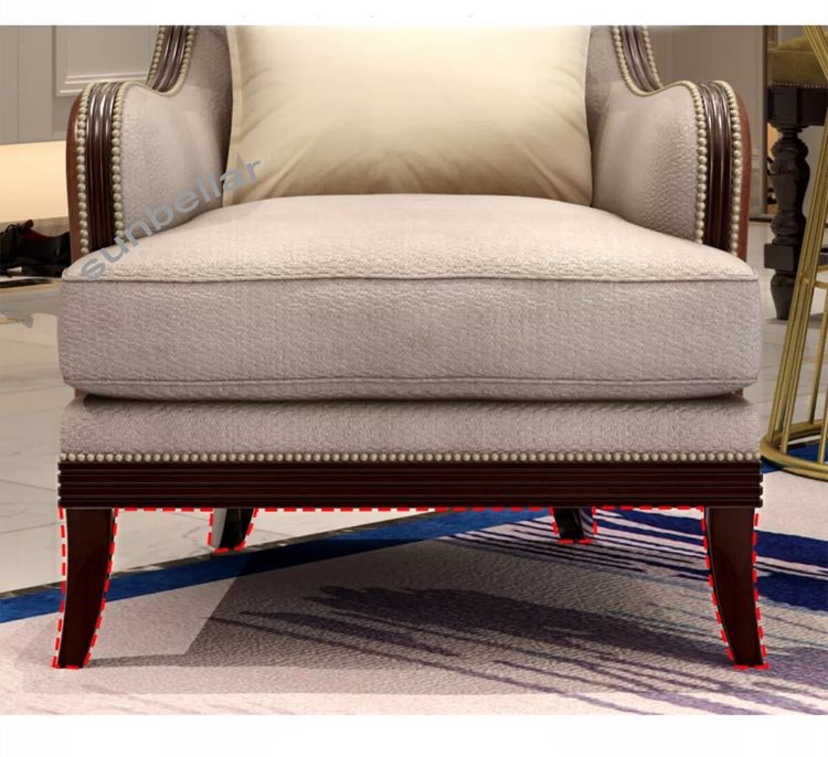 Retro American furniture high back sofa chair single living room fabric wood tiffany chair  luxury hotel room chair