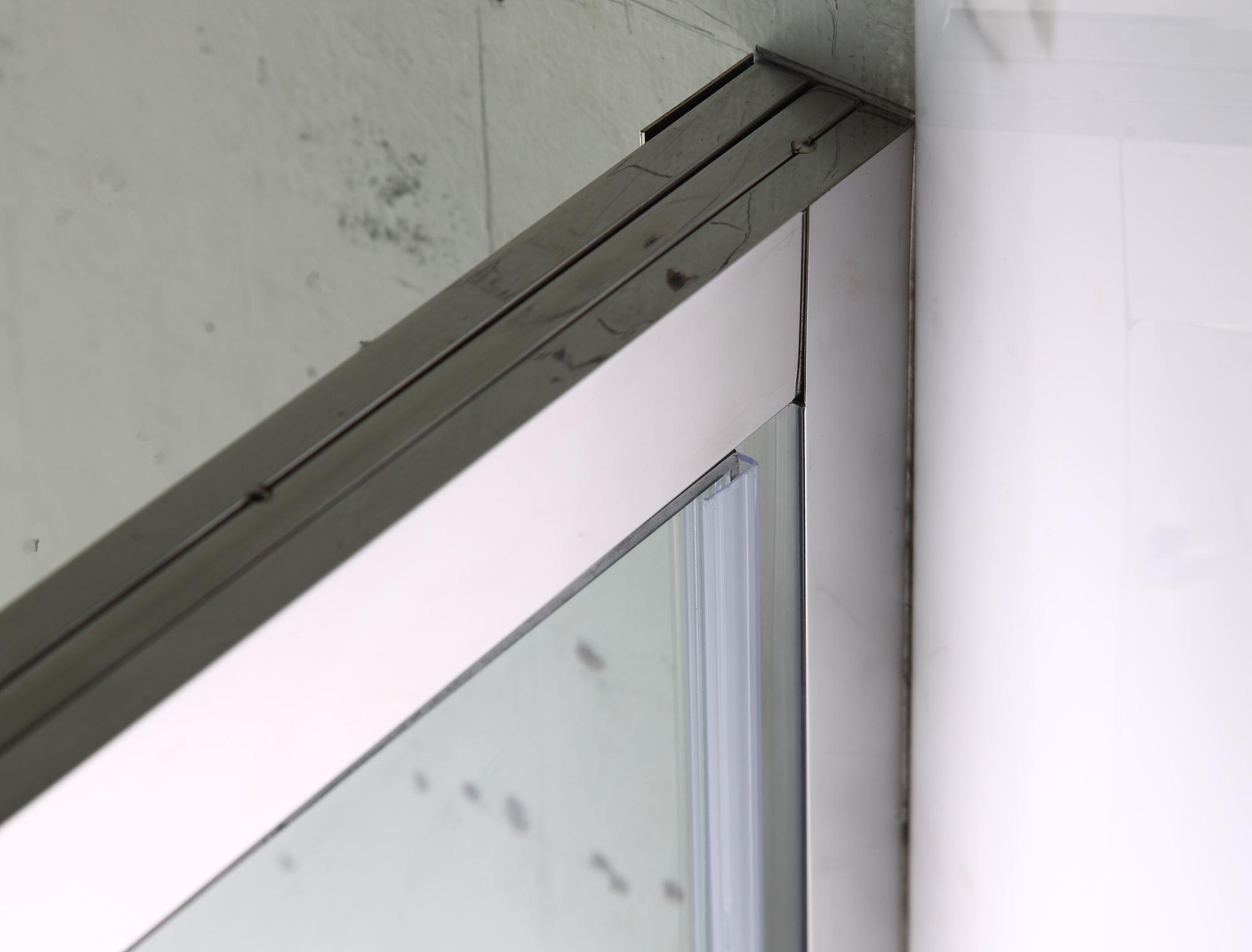 stainless steel frame stainless steel hinge pivot door two fix and one open rectangle shape shower enclosure