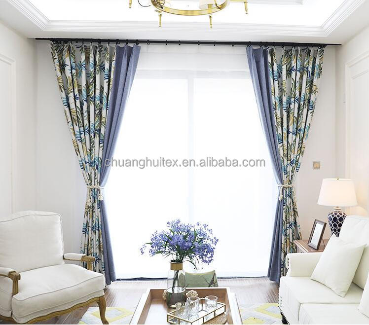 100% Poliéster Cortinas Da Janela de Impressão do Projeto Da Folha