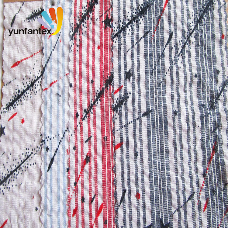 2018 г., бесплатный образец, 100 хлопок, в полоску, Seersucker, креп-ткань для одежды