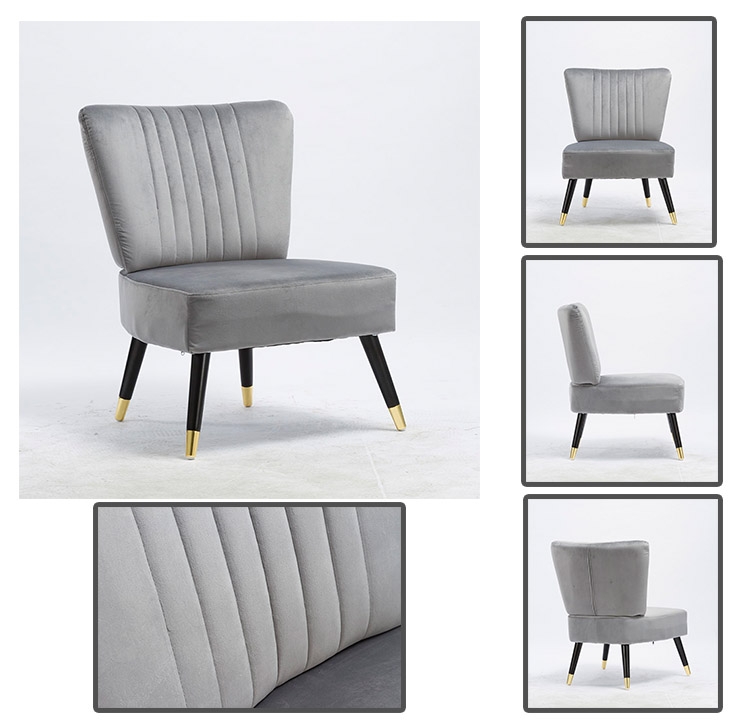 High back fabric with short wooden legs accent chair for  living room