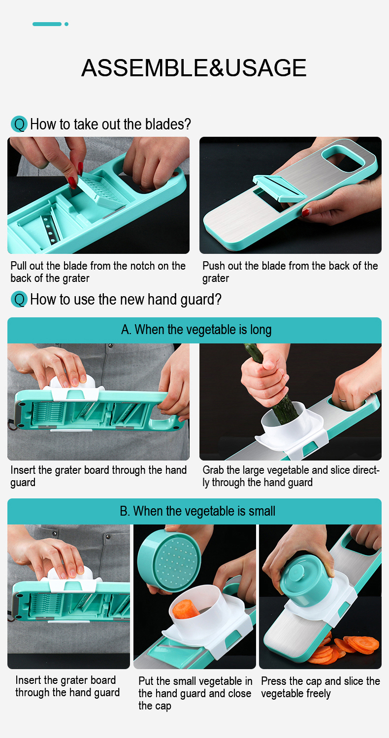 New design household  manual mandolin vegetable slicer shredder dicer chopper with magnets