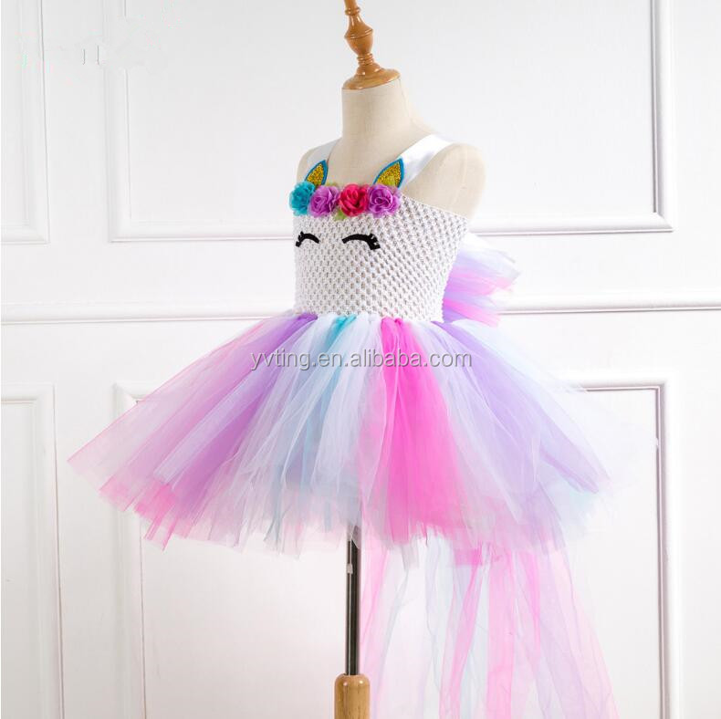 Fashion New Handmade Net Yarn Princess Tutu Skirt Children's Unicorn Cosplay Dress