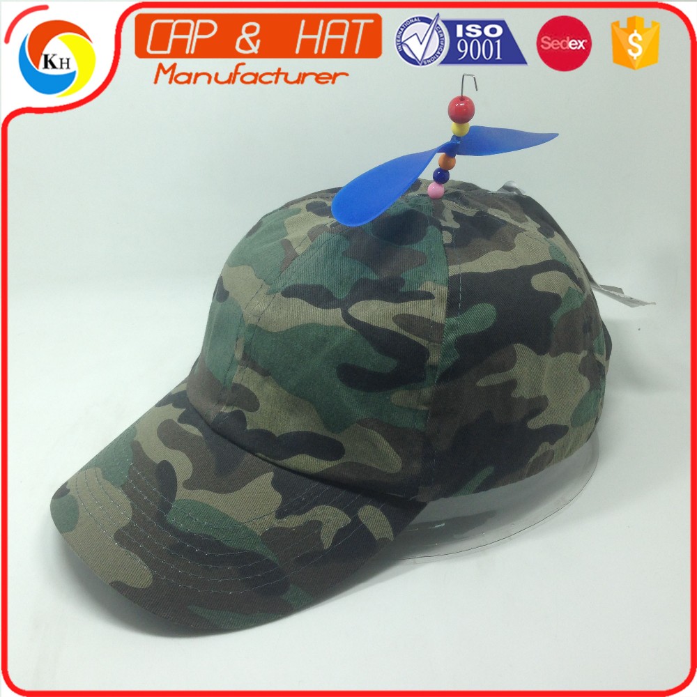 Children 6 Panel Camouflage Baseball Cap With Helicopter Propeller in sun hat
