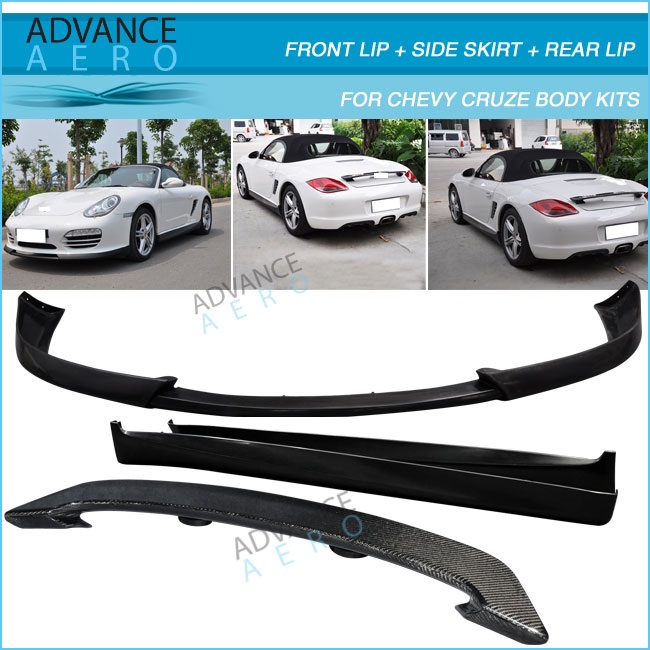 FOR PORSCHE BOXSTER 987 09-12 FRONT BUMPER LIP BODY KIT POLYURETHANE PU 3PCS