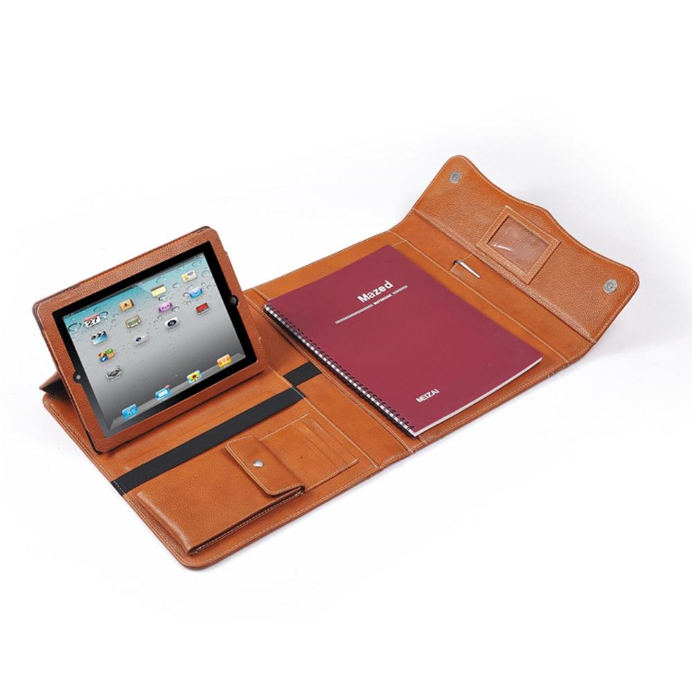 Модный деловой трехскладной держатель для планшета для офиса, конференций, оранжевая Папка-органайзер А4 из искусственной кожи