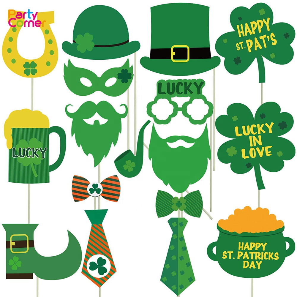 Party Decorations Photo Booth Props Irish Day Mustaches Creative Funny Disguise Props for Parties or Group Photos St Patricks Photo Booth Props 55 Pieces